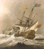 HMS Resolution in a storm