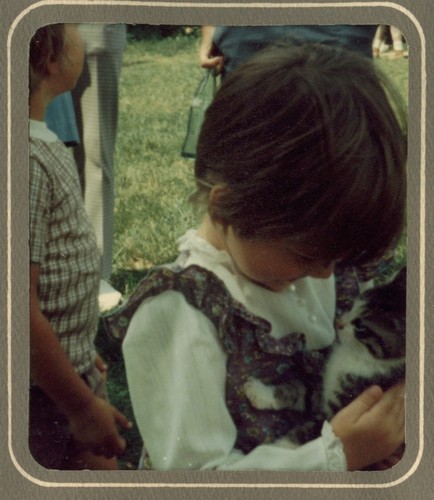 Meg with kitten 1974