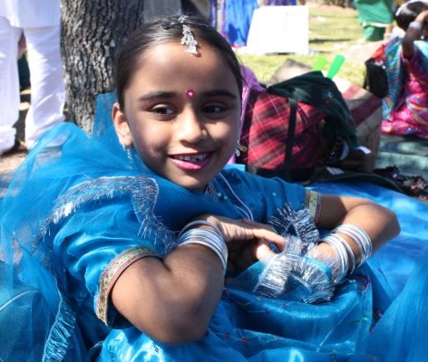 Meera in blue lehenga