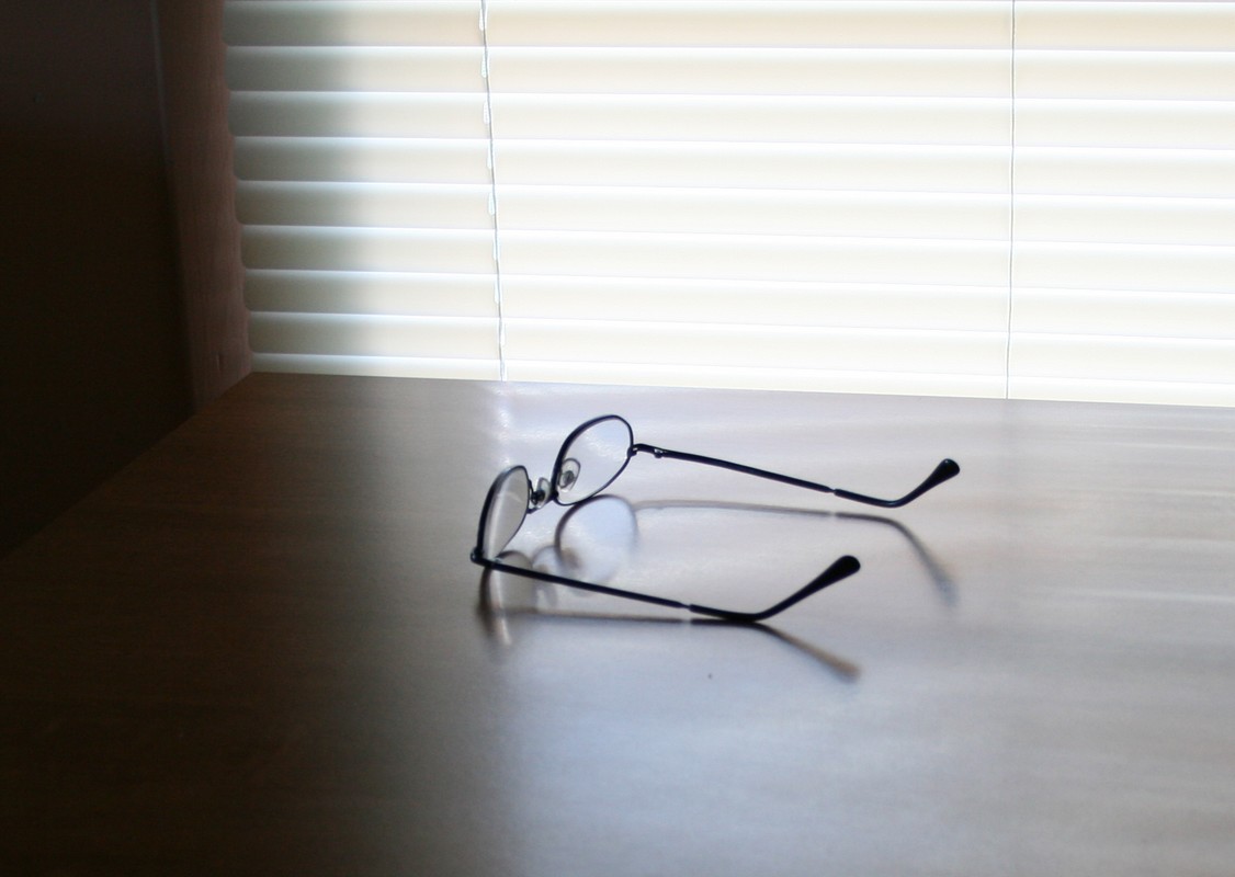 eyeglasses on table