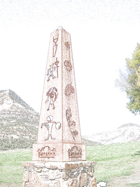 Detail of copper and stone entrance monument, Kessler Ranch